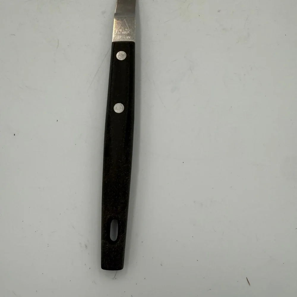 Vintage Household Stainless Steel Curved Spatula Wide Perforated Turner Japan
